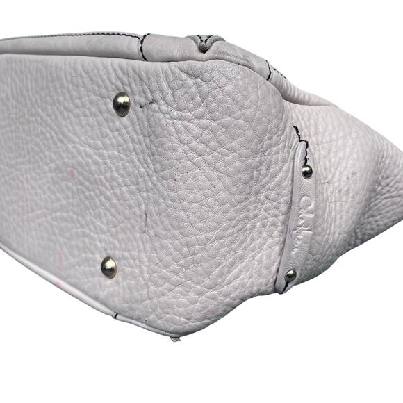 COLE HAAN Large Soft Ivory Pebbled Leather Tote with Gold Hardware (T) - Picture 7 of 13